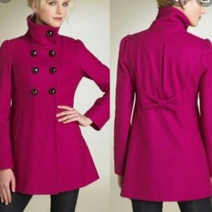 Berry Sangria Pink Guess Pea Coat with Bow Detail